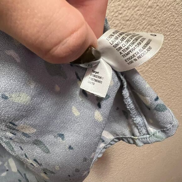 A New Day Baby Blue Geometric Printed Chiffon Sleeveless Blouse Tank Top Sz Med - Picture 6 of 6